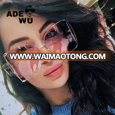 ADE WU STY1845KN Newest Fashionable Cat Eye Oversized Womens Sunglasses 2018 Luxury Brand Pearl Metal Hollow glasses